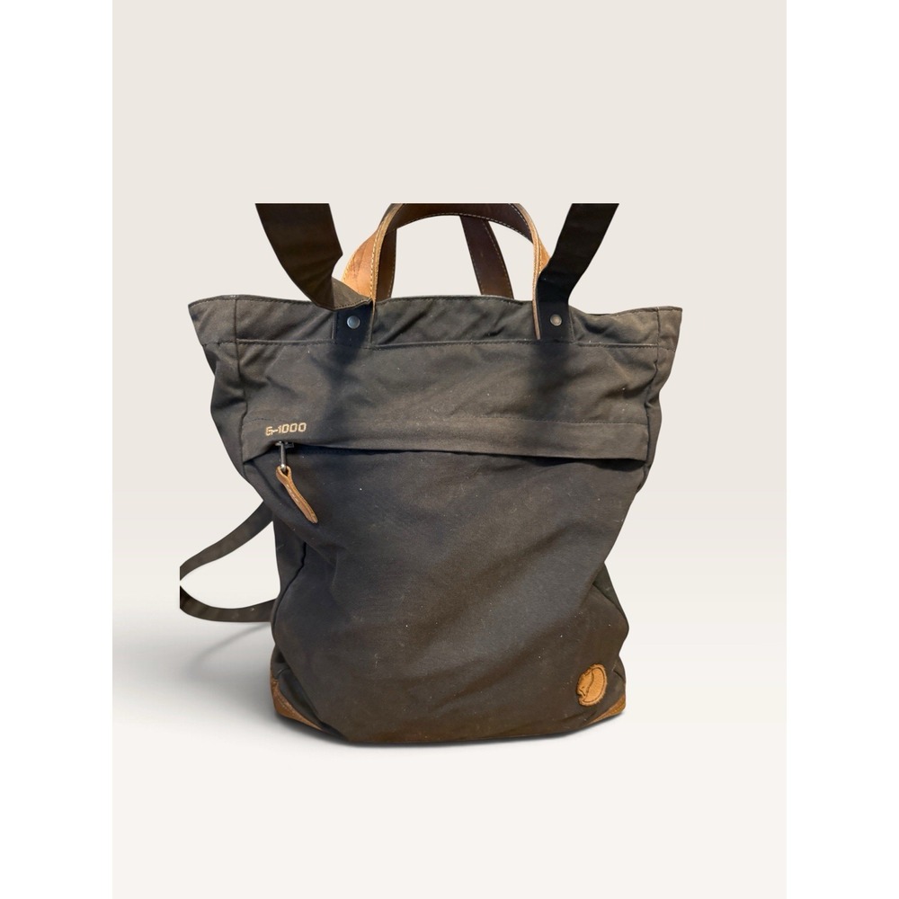 Fjallraven Totepack No 1 Black G-1000 Backpack Tote Bag Leather Handles